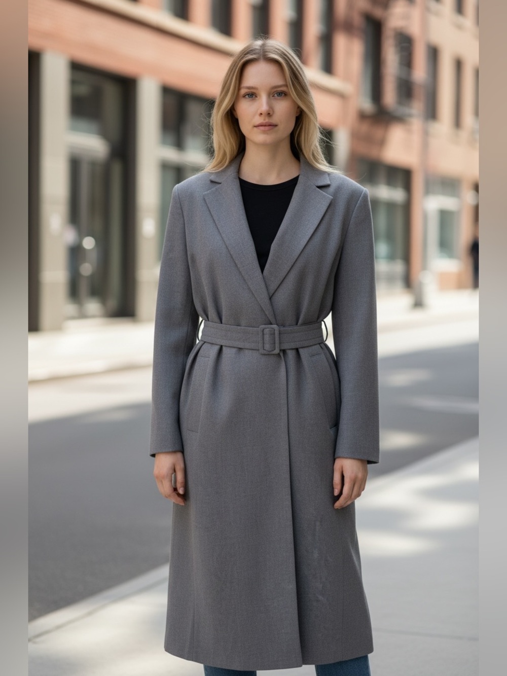LOFT Versa Gray Belted Long Coat Dress Size M NWT – Tailored Minimalist Style